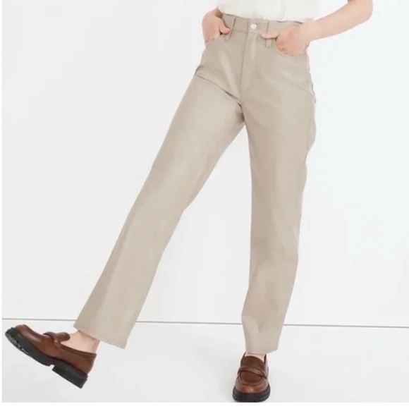 Madewell Faux Leather The Perfect Vintage Straight Jeans - Picture 1 of 16